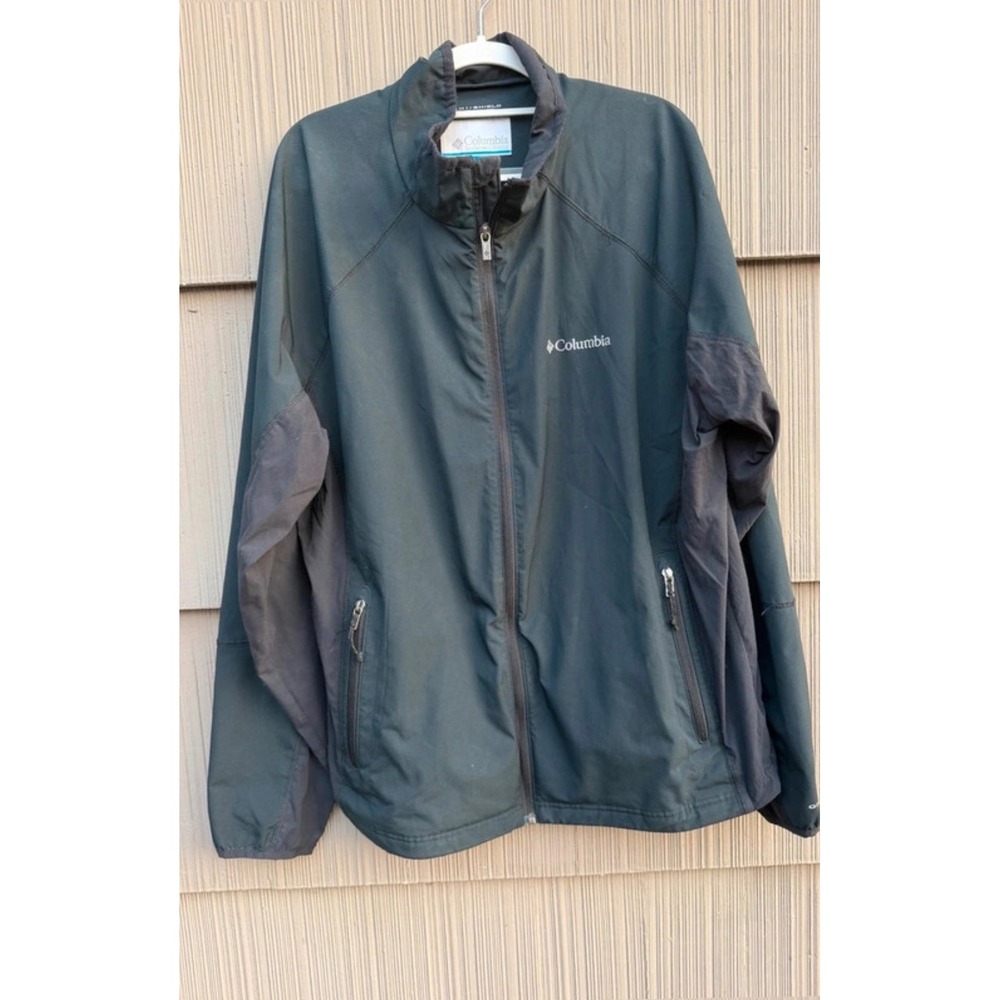 Columbia Mens Omni-Shield Full Zip Windbreaker Jacket Dark Gray XL